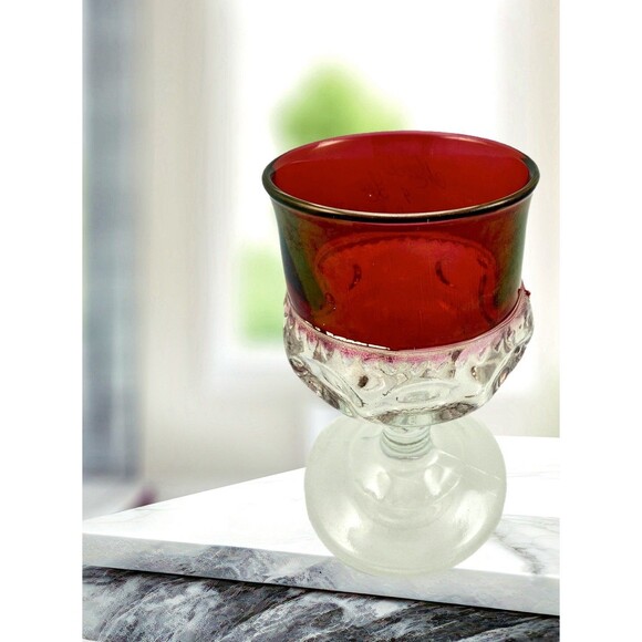 Tiffin Franciscans King Crown Cranberry Flash Water Goblet Crystal Vintage 1950 - Picture 4 of 12